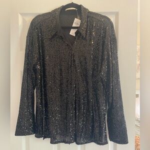 Abercrombie & Fitch Black Sequin Top